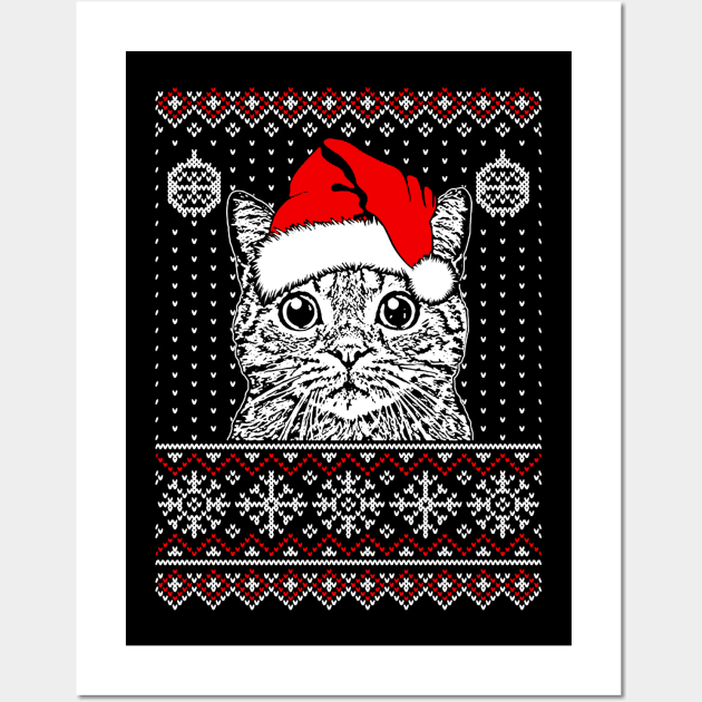 merry catmas ugly sweater Wall Art by crackdesign